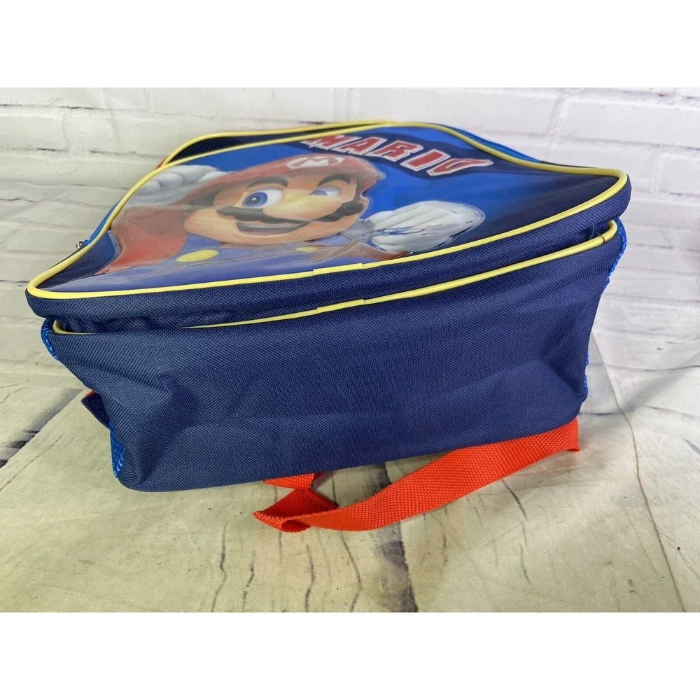 Nintendo Super Mario Logo School Backpack Bag Blue Red Zipper Closure NEW